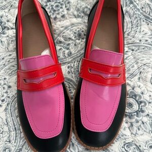 Vibrant Pink and Red Women's Loafers